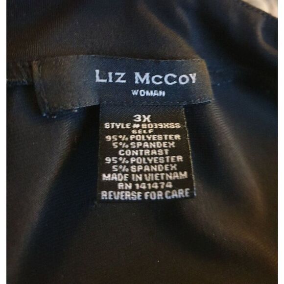 Women's 3X Button Up Top Black & Gray Roll Tab Sleeves Tunic Comfy Blouse - Picture 6 of 6